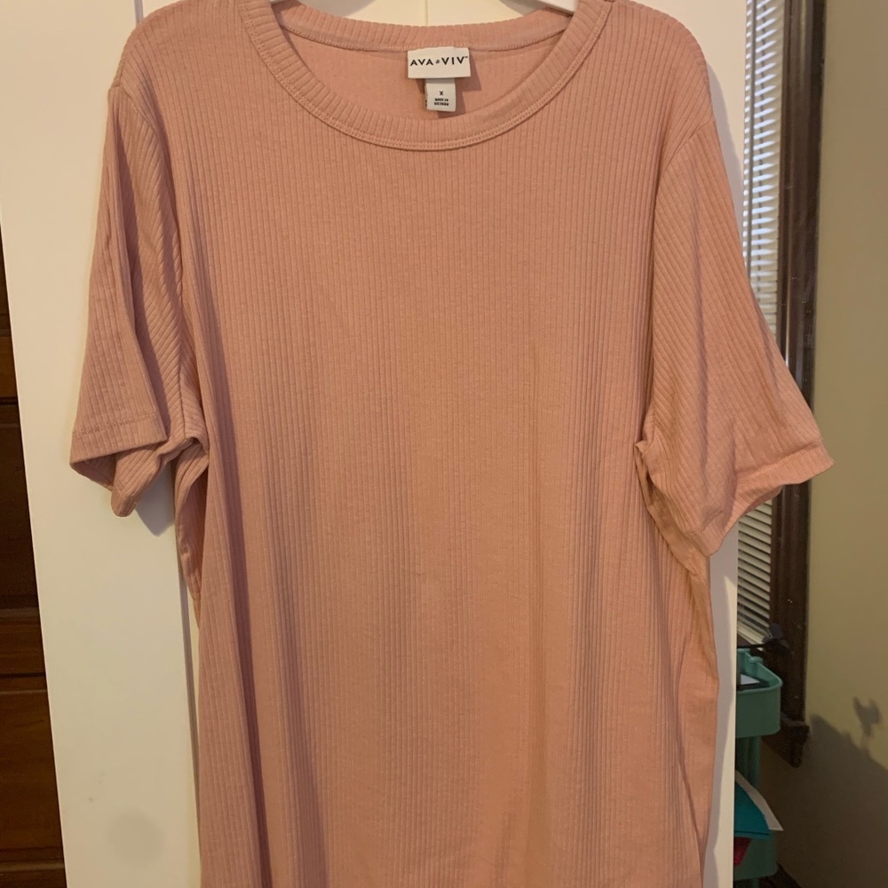 Oversized Pink Ribbed Ava & Viv T-shirt